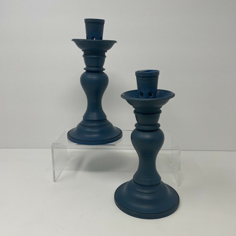 Vintage‎ 1965 Deldan Design Blue Candlestick Holders made in ITALY Neutral Retro - Picture 8 of 9